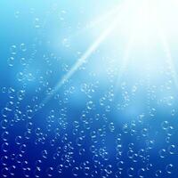 Water background with air bubbles and sunlight, vector illustration