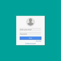 Member login form into account managment page, ui element, web site, mobile app, secure login. Vector illustratiom in flat style