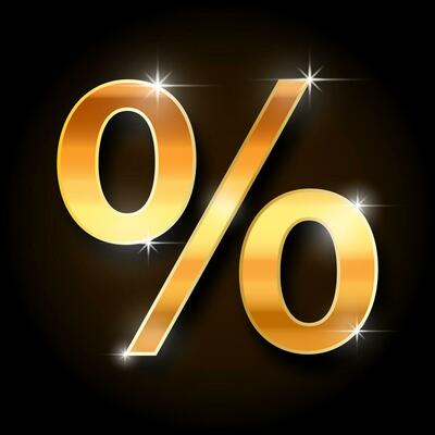 gold percent symbol on black background, vector illustration