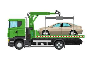 Tow truck. City road side assistance service. Evacuator car vehicle. Vector illustration in flat style