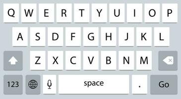 teléfono inteligente teclado, alfabeto botones vector ilustración plano estilo