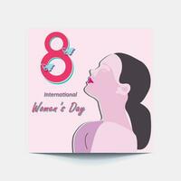 International Women's Day 8 march with frame of flower and Paper art style. vector