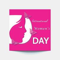 International Women's Day 8 march with frame of flower and Paper art style. vector