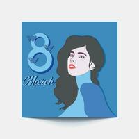 International Women's Day 8 march with frame of flower and Paper art style. vector