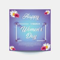 International Women's Day 8 march with frame of flower and Paper art style. vector