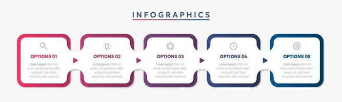 moderno negocio infografía modelo con flechas y 5 5 opciones o paso iconos vector