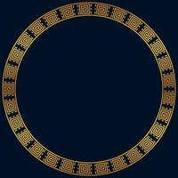 Gold circle border frame seamless meander pattern vector