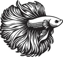 Betta Splendens Fish Sketch Drawing. vector