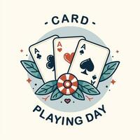 National Card Playing Day design isolated on a cream background vector