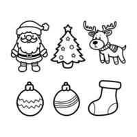 Set Christmas Ornament  Lineart isolated on a white background vector
