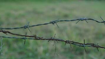 Rusted barbed wire surrounds the restricted area. video