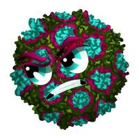 enojado norovirus dibujos animados personaje con cara vector