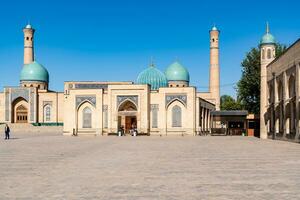Tashkent, Uzbekistan-august 11, 2023-View of the Hazrati Imam complex during a sunny day.The complex is a square that includes a set of religious buildings in Tashkent photo