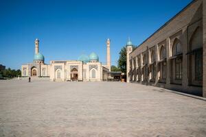 Tashkent, Uzbekistan-august 11, 2023-View of the Hazrati Imam complex during a sunny day.The complex is a square that includes a set of religious buildings in Tashkent photo