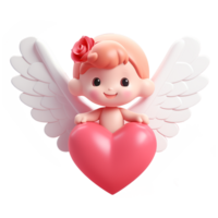 AI generated Angel carrying a cute love heart, 3d design. Suitable for Valentine and design elements png