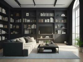 AI generated New Modern Living room Interior, home interior ai generated photo