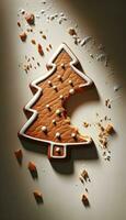 AI generated Broken Gingerbread Cookie on Tabletop photo