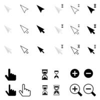 cursor pointer sets black and white  vector illustration