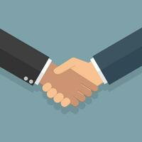 Businessmans handshake. vector illustration in flat design at grey background. shaking hands. successful transaction