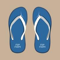 Pair of blue summer flip flops rubber shoes. Vector illustration in flat style