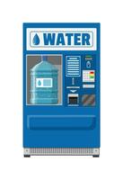 Automatic vending machine with clean drinking water. Big plastic bottle with pure water. Vector illustration in flat style