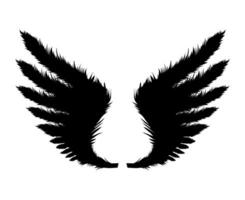 Silhouette of black wings isolated on white. Vector illustration