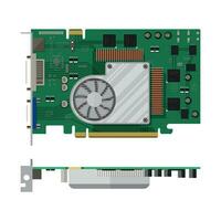 Video card isolated on white. PC hardware. Components for personal computer. Graphic card icon. Vector illustration in flat style