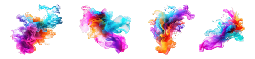 AI generated set of Colorful Rainbow, Holi Paint Colors Colorful Powder Blast in png
