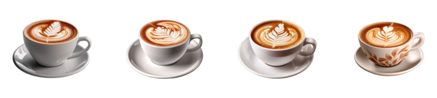 AI generated Three cups of coffee art on transparent background png