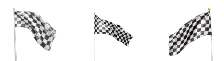 AI generated set of race checkered flags in png