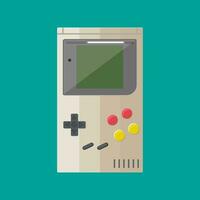 Old retro game hand console gadget. Handheld. Vector illustration in flat design