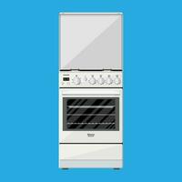 Gas or Electric Cooker in flat style on blue background. vector illustration