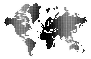 World map silhouette. World map in dots. Cartography and geography. Vector illustration