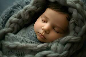 AI generated Cute Born baby sleeping Ai generated photo