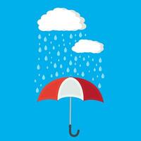 Umbrella and rain with clouds. vector illustration in flat style