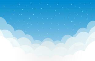 Blue sky with clouds and stars. Abstract vector illustration