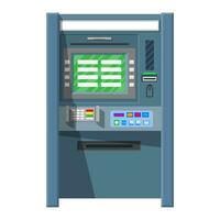 banco Cajero automático. automático cajero máquina. programa electrónico dispositivo para pagos y retirar efectivo desde el plastico tarjeta. económico, banco y Finanzas industria. vector ilustración en plano estilo