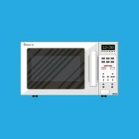 White modern closed microwave oven. vector illustration in flat style on blue background.