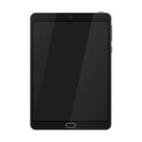 Realistic tablet pc computer with blank screen. Mobile electronic device with touchscreen. Vector illustration in flat style