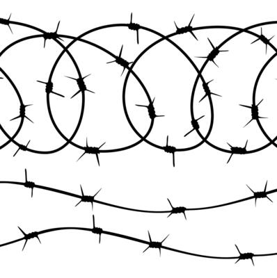 Barbed Wire elements, silhouette on white background. vector illustration