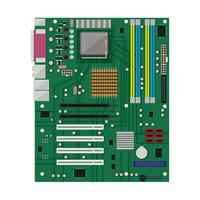 Motherboard isolated on white. PC hardware. Components for personal computer. PCB icon. Vector illustration in flat style