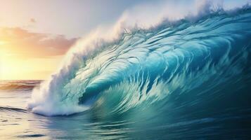 AI generated Ocean Wave. Nature, Sea, Beach, Extreme Weather Concept photo