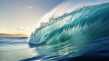 AI generated Ocean Wave. Nature, Sea, Beach, Extreme Weather Concept photo