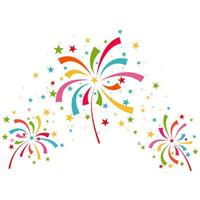 Fireworks different colors on white background vector