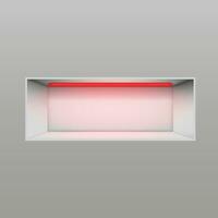 Gray empty niche for presentations with red neon lamp. vector illustration