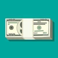 Stack of dollar banknotes. Concept of savings, donation, paying. Vector illustration in flat style