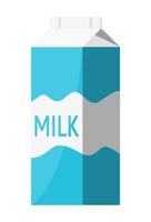 Paper packet with milk isolated on white. Milk dairy drink. Organic healthy product. Vector illustration in flat style