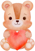 acquerello Marrone colore orsacchiotto orso Tenere cuore png