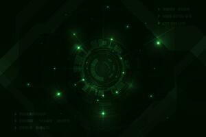 Vector digital hud Hi-tech technology abstract with green light futuristic background.