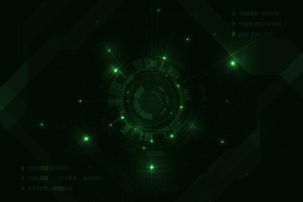 Vector digital hud Hi-tech technology abstract with green light futuristic background.